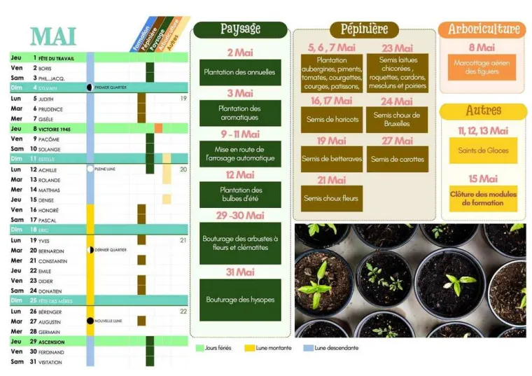 Ateliers paysage, pépinière, arboriculture : le programme de mai, Chanteloup-les-Vignes, ALT CORPORATION